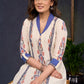 Trendy-Off-White-Cotton-Ikat-Combination-Kurta-With-Beautiful-Collar--Pant-Optional