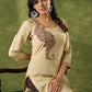 Classy Hand Block Printed Cotton Beige Kurta - Pant Optional