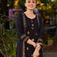 Classic Black Hand Block Printed Kurta With Ornate Border Detailing