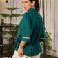 Classic Green Cotton Shirt Featuring Delicate Handcrafted Embroidery