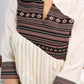 Cream Rayon Designer Top with Contrast Geometric Print Panel & Statement Pleats