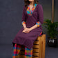 Elegant-Wine-Cotton-Straight-Cut-Kurta-Highlighted-With-Multicolour-Print-Design--Pant-Optional