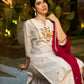 Contemporary White Chanderi Kurta with Minimal Hand Thread Embroidery & Gotapatti Work