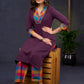 Elegant-Wine-Cotton-Straight-Cut-Kurta-Highlighted-With-Multicolour-Print-Design--Pant-Optional