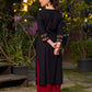 Classic Black Hand Block Printed Kurta With Ornate Border Detailing