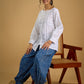 White hakoba cotton top - light ,elegant,and always in style - Indigo pant optional