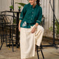 Classic Green Cotton Shirt Featuring Delicate Handcrafted Embroidery