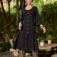 Classic Black Cotton Kurta with Classic Ajrakh Zigzag Printed Pant and Elegant Maroon Bandhani Dupatta with Traditional Ajrakh Printed Border