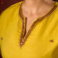Stylish yellow Chanderi kurta featuring intricate handcrafted embroidery pant n dupatta optional