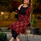 Stunning maroon Ajrakh kurta with an artisanal black pintuck patch.