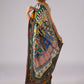 Vibrant yellow Bandhni print rayon saree with hand painted Madhubani art