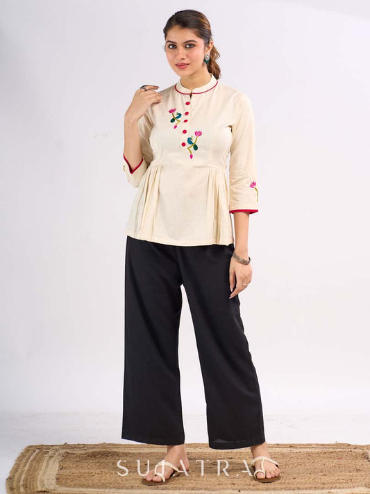 Black Tailored Rayon Wide Leg Pant