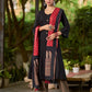 Classic Black Cotton Kurta with Classic Ajrakh Zigzag Printed Pant and Elegant Maroon Bandhani Dupatta with Traditional Ajrakh Printed Border