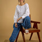 White hakoba cotton top - light ,elegant,and always in style - Indigo pant optional