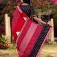 Classic Red Checkered Cotton Saree with Black Ikat Border