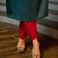 Graceful Teal Cotton Kurta Adorned with Intricate Paisley Embroidery