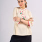 Classic Off White Cotton Gathered Top with Traditional Pichwai Hand Embroidery