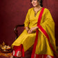 Stylish yellow Chanderi kurta featuring intricate handcrafted embroidery pant n dupatta optional