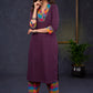 Elegant-Wine-Cotton-Straight-Cut-Kurta-Highlighted-With-Multicolour-Print-Design--Pant-Optional