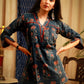 Indigo blue block printed natural color Ajrakh casual top