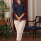 Blue cotton Top with beautiful embroidery
