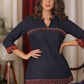 Blue cotton Top with beautiful embroidery