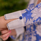 Breezy Blue Floral Print Cotton Kurta with Handcrafted Kantha Stitch White Collar & Cuffs