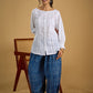 White hakoba cotton top - light ,elegant,and always in style - Indigo pant optional