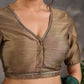 Blouse à col en V en coton et soie beige chaud