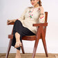 Classic Off White Cotton Gathered Top with Traditional Pichwai Hand Embroidery