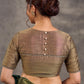 Blouse à col en V en coton et soie beige chaud