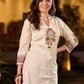 Minimal Off White Cotton Flex Kurta with Floral Hand Block Prints And Intricate Border