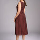 Brown Beauty Sleeveless Cotton Silk Dress with Side Slit