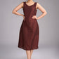 Brown Beauty Sleeveless Cotton Silk Dress with Side Slit