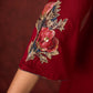 Elegant kurta in soft maroon rayon with handcrafted appliqué detailing pant n dupatta optional