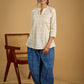 Classic off -white cotton top featuring delicate hakoba embroidery work.