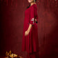 Elegant kurta in soft maroon rayon with handcrafted appliqué detailing pant n dupatta optional
