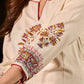Minimal Off White Cotton Flex Kurta with Floral Hand Block Prints And Intricate Border