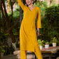 Bright Mustard Cotton Kurta with Classic V Neckline