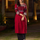 Timeless Maroon Cotton Hand Block Printed Kurta with Geometric Patterns And Structured Silhouette
