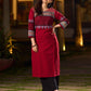 Timeless Maroon Cotton Hand Block Printed Kurta with Geometric Patterns And Structured Silhouette