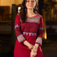 Timeless Maroon Cotton Hand Block Printed Kurta with Geometric Patterns And Structured Silhouette