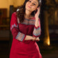 Timeless Maroon Cotton Hand Block Printed Kurta with Geometric Patterns And Structured Silhouette