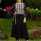 Contemporary Black Panel Kurta featuring Zigzag Tie Panel and Intricate Embroidered Sleeves