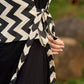 Contemporary Black Panel Kurta featuring Zigzag Tie Panel and Intricate Embroidered Sleeves