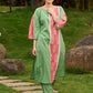 Subtle Pista Cotton Kurta featuring Asymmetric Peach Ikat Border Detailing
