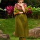 Olive Cotton Kurta with Digital Printed Yoke and Vibrant Orange Accents