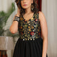 Beautiful black cotton and brocade combination dress