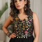 Beautiful black cotton and brocade combination dress