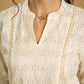 Classic off -white cotton top featuring delicate hakoba embroidery work.
